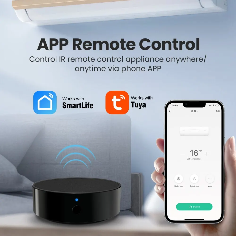 AVATTO Tuya WiFi IR Remote For Air Conditioning TV Smart Life APP Universal  Infrared Remote Control Work With Alexa, Google Home - TUYA SMART продукти  на супер цени Умен дом с Туя